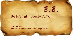 Belágh Bonifác névjegykártya